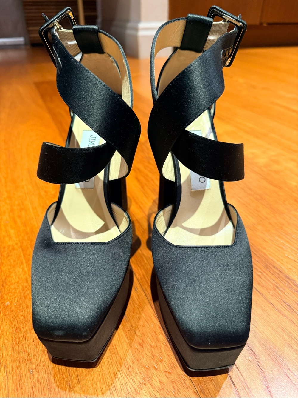 Jimmy Choo satin platform heels